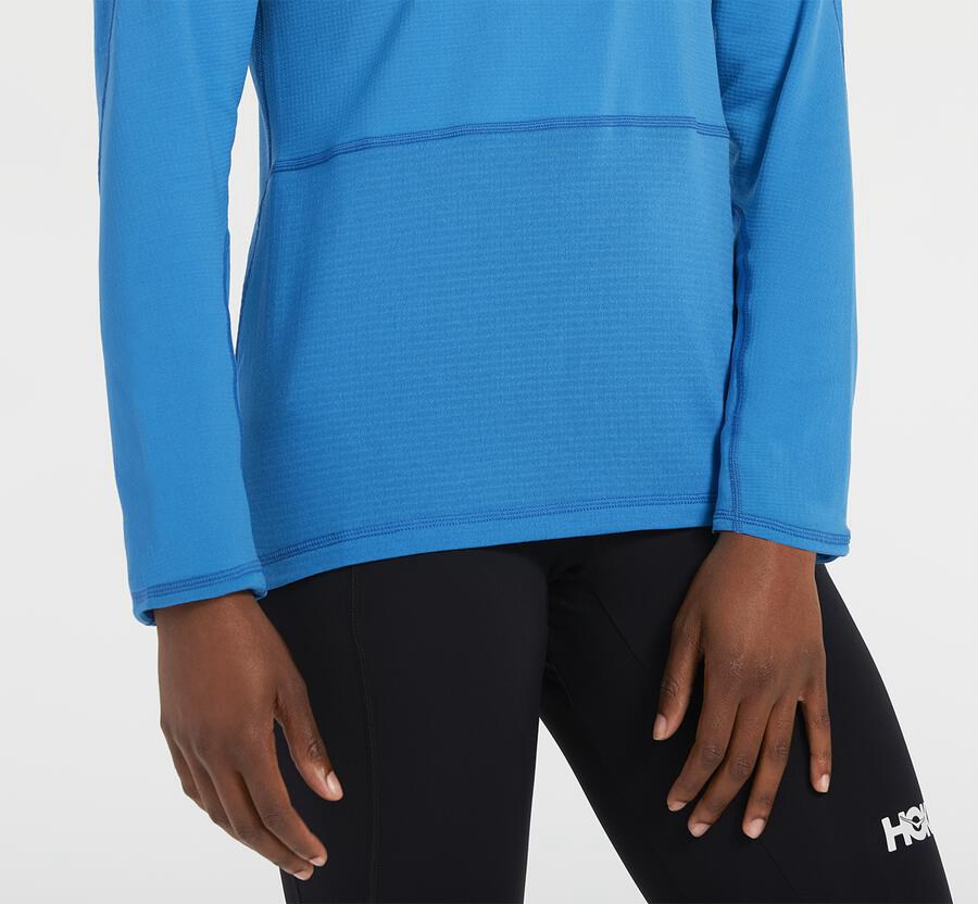 Hoka One One Top Kadın Mavi - 1/2 Zip Midlayer - KC9528016